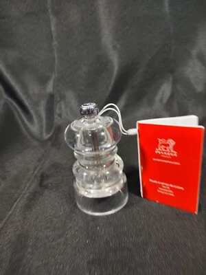 Moinho de sal/pimenta Peugeot acrílico transparente 4 polegadas usado uma vez - Imagem 1 de 4