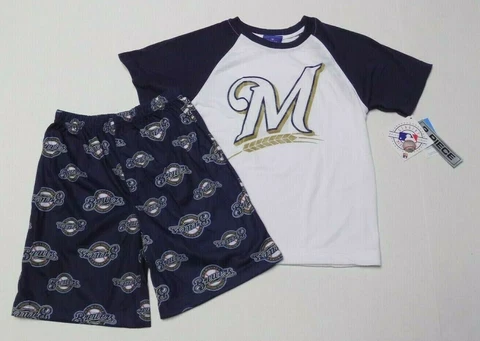 MILWAUKEE BREWERS 2 PIECE PAJAMA SET CHILD SIZE MEDIUM (6/7) NWT Cover