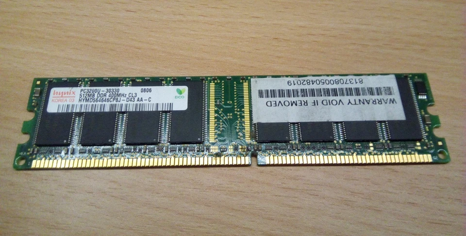 Hynix HYMD5646CP8J-D43 HYMD5646CP8J 512MB DDR RAM PC3200 400MHz 184-pin - Image 1 of 1