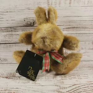 Vintage 1991 24k polar Puff braun Kaninchen karierte Krawatte Plüschtier 7,5 Zoll Plüsch Spezialeffekte - Bild 1 von 8