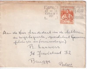 G021 Netherlands 1957 to Brugge Belgium cover - Picture 1 of 2