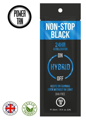 Power Tan Non-Stop Black Hybrid 24 Hour UV Sunbed Tanning Accelerator 20ml - Image 1 of 4