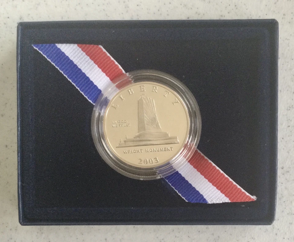 2003 US MINT FIRST FLIGHT COMMEMORATIVE PROOF  HALF DOLLAR COA & ORIG. BOX - Image 1 of 4