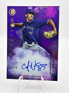 CJ VAN EYK 2021 BOWMAN INCEPTION FUSCHIA FOIL AUTO 74/75 BLUE JAYS #PA-CY JC - Picture 1 of 2