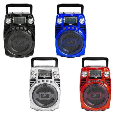 Novo Alto-falante Portátil Recarregável QFX BT-44 +Bluetooth +Rádio FM de 4 Bandas - Imagem 1 de 2