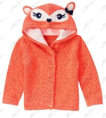 Gymboree 2T Fairy Tale Forest Hooded Fox Cardigan Sweater Orange NWT - Image 1 of 4