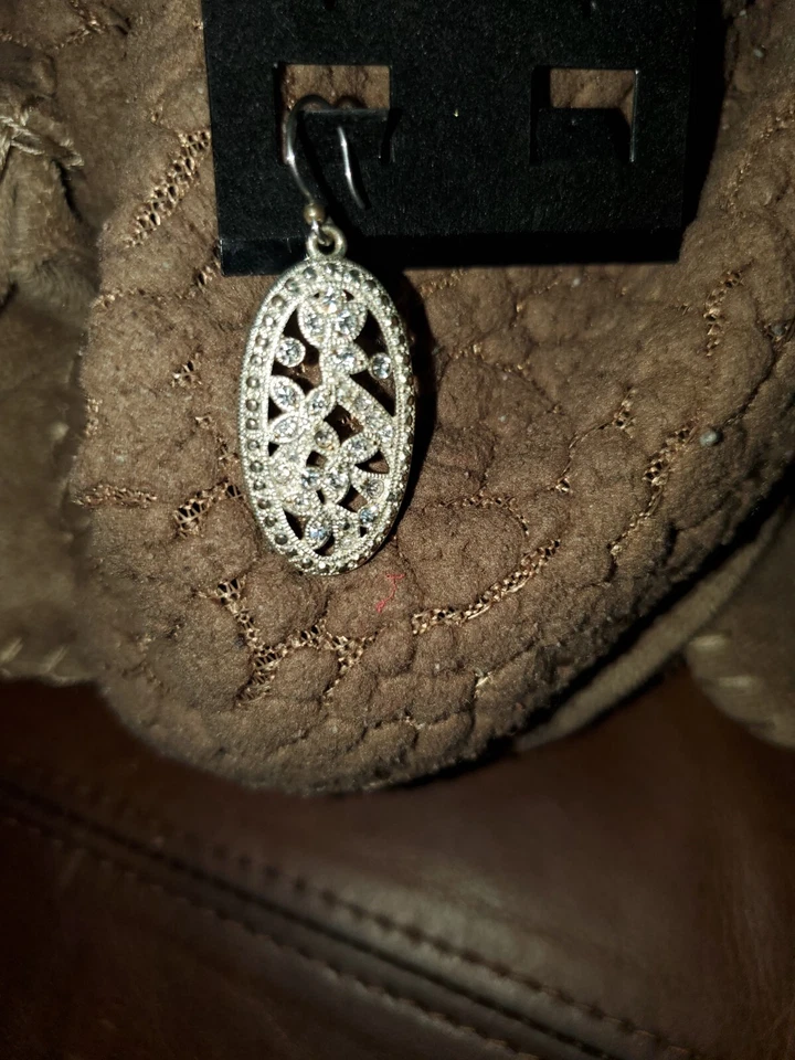 Pendientes colgantes plata diamonique y perlas  Foto 1 de 1