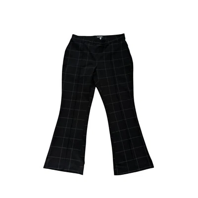 Pantalones de Carrera Ellen Tracy a Cuadros Elastizados Bootcut Pantalones Negro Gris Talla M Foto 1 de 4