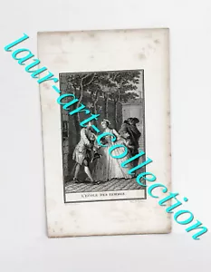 RARE 18th century engraving - L'ECOLE DES FEMMES - MORAU JEUNE - IMP. SALMON 18.5x12cm - Picture 1 of 1