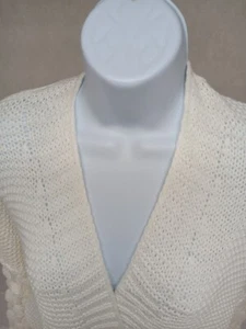 RDI Open Cardigan Ivory White  Knit Crochet Long-Sleeve Womans XL NWT - Picture 1 of 12