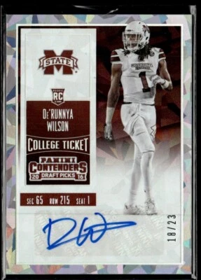 2016 Contenders Dp Cracked Ice De'Runnya Wilson Rookie Auto /23 Mississippi - Image 1 of 2
