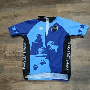 Voler Adult Small Cycling Jersey 3/4 Zip Blue Texas Parks and Wildlife EUC