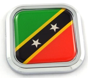 St. Kitts and Nevis Flag Square Chrome rim Emblem Car 3D Decal Badge Bumper 2" - Bild 1 von 8