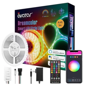 16.4FT/150LED 3/8" Width Strip Rope Lights Music Sync Smart WiFi/BT Google/Alexa - Picture 1 of 13