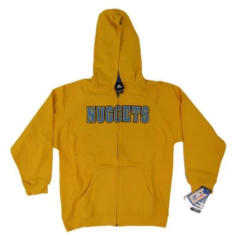 New Denver Nuggets YOUTH Sizes S-M-L Yellow Adidas Full Zip Jacket Hoodie Cover