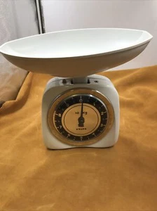 alte Waage Küchenwaage Krups 10kg weiß vintage große Waagschale - Bild 1 von 5