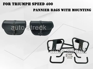 PANNIER BAGS WITH MOUNTING BLACK Fit For Triumph Speed 400 - Picture 1 of 12