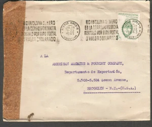Argentina 1943 WWII censor cover S Pampillo & Cia Buenos Aires to Brooklyn NY - Picture 1 of 2