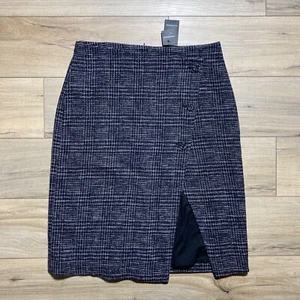 Club Monaco Womens Wool Blend Cutaway Tweed Pencil Skirt Size 12 Black Mix - Picture 1 of 13