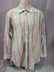 ROBERT TALBOTT Dress Shirt Men's 15.5/33 Rainbow Striped Colorful Made USA - Picture 1 of 6