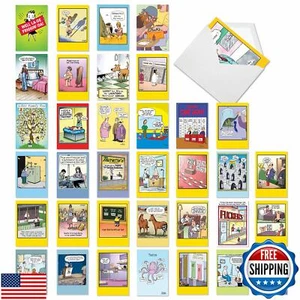 NobleWorks - 36 Assorted Funny Mixed Occasions Cards Box with Envelopes (36 D - Picture 1 of 5