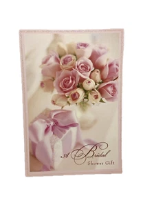 A Bridal Shower Hallmark Gift Card Floral Glitter W 976.5 Made in USA - Picture 1 of 3