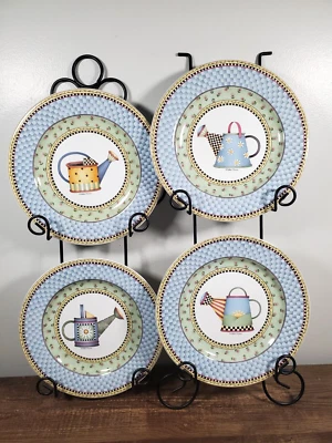 Lata de riego de jardín Sakura Debbie Mumm X4 platos de ensalada de postre colgador de pared de 8" Foto 1 de 4