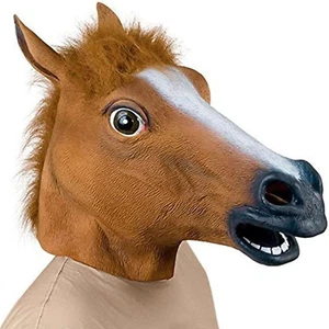Halloween Mask Horse Head Mask Deluxe Novelty Halloween Costume Party Latex Anim - Picture 1 of 9