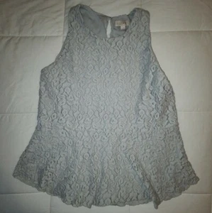 Women's Gray Layered Embroidered Ann Taylor Loft Sleeveless Top Size Large - Bild 1 von 7
