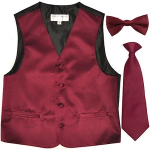 Nuevo Chaleco Esmoquin Formal para Niños Chaleco_Corbata y Pajarita Borgoña 2-14  - Imagen 1 de 4