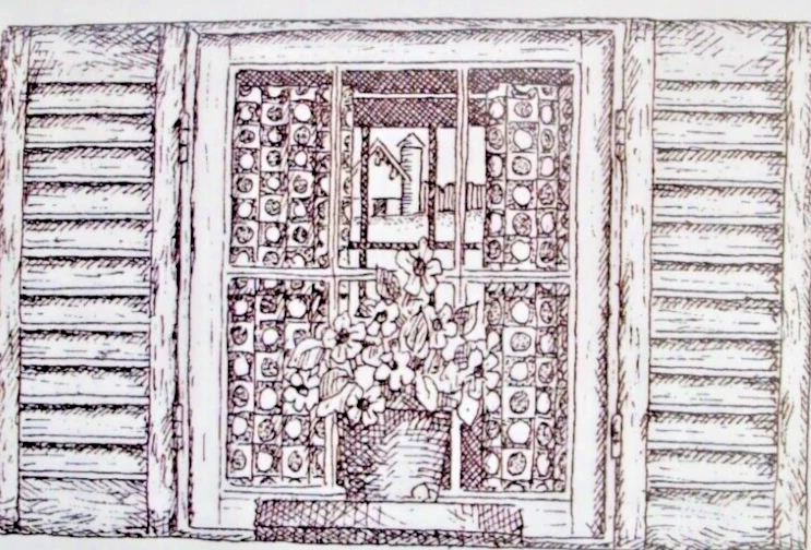 Impression Obsession WINDOW WITH FLOWER POT Cling Rubber Stamp - image 1 of 1