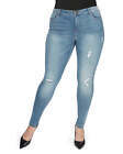 MeMoi Eco-Friendly Distressed Denim Cotton Blend Jeggings w/ Jeans Features