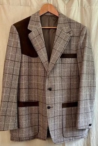 VTG Abercrombie & Fitch Plaid Wool Suede Shooting Sportsman Ivy Hunting Jacket - Picture 1 of 17