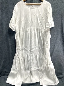 Cali&Co 100% Linen Tunic Midi Dress Women’s Size 2XL White Flared Cottage. - Picture 1 of 9