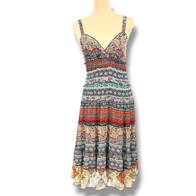 Vintage Spense Y2K Chiffon Smocked Midi Dress Tiered Skirt 12 BabyDoll Fairy - Image 1 of 4