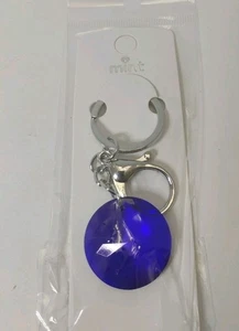 Round Cut Blue Gem Keychain Purse Charm - Picture 1 of 6