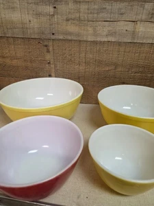 Vintage Pyrex Primärfarben Rührschüssel Set 401 402 403 404 Komplettset - Bild 1 von 17
