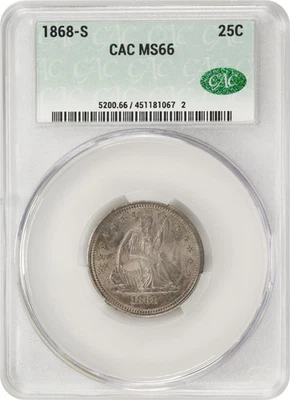 1868-S LIBERTY SEATED 25C CACG MS 66 - Image 1 of 4