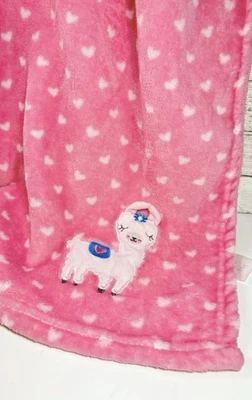 Le Bebe Favorite llama Baby Security Blanket Pink Heart Lovey Alpaca 34” Square - Image 1 of 4