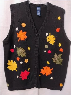 De Colección Hojas de Otoño Ediciones Básicas Cárdigan Suéter Chaleco Botón Frontal Adornado 2X Foto 1 de 4