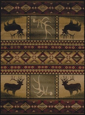 Brown Nature Print Elk Area Rug United Weavers 750-03843 - Aprx 7' 10" x 10' 6" - Image 1 of 4
