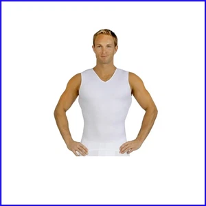 Camiseta interior de compresión sin mangas con cuello en V para hombre - Soporte adelgazante para ginecomastia - Imagen 1 de 6