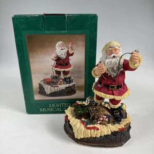 Vintage Lighted Musical Santa Figurine Flashing Lights Christmas Decor W Box - Picture 1 of 14
