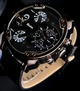 XXL Monster Watch Herren Armband Uhr  Dual Timer Schwarz Chrono Optik NEU - Bild 1 von 2