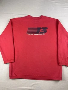 Vintage Burton Snowboards Sweatshirt Size Medium Red Crewneck Ski Winter 90s - Picture 1 of 10