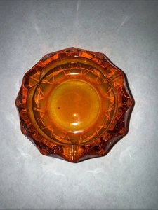 Viking Diamond Point Persimmon Orange Heavy Glass Ashtray Vintage, 3-Slot - Picture 1 of 4