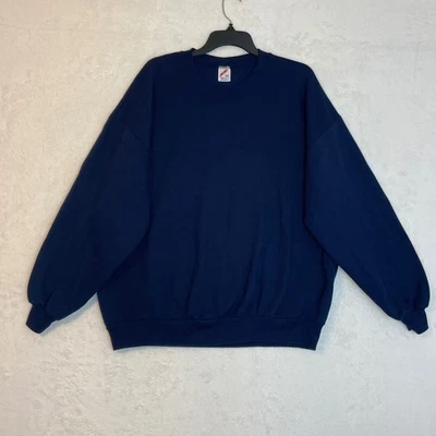 Jerzees 2X Navy Blue Crewneck Sweatshirt Pullover Long Sleeve Casual Top - Image 1 of 4