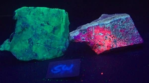 Set 2 lastre UV - Anderson Mine AZ agata fluorescente - Willemite calcite fluorite - Foto 1 di 7