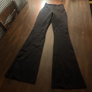 Commando Neoprene Flared Leggings Black Size M High Waist Raw Hem Made in USA - Picture 1 of 10