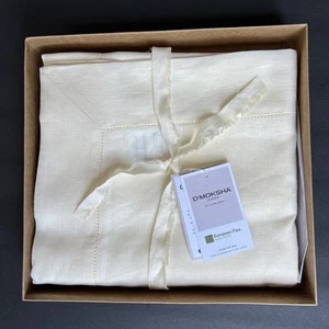 D’Moksha Homes 60" x 90" European Flax Linen Luxury Ivory Tablecloth NEW - Picture 1 of 14